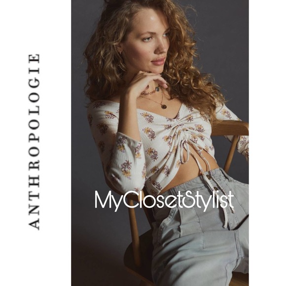 Anthropologie Cinched Floral Ruched Adjustable Top NWT s m l - Picture 4 of 5